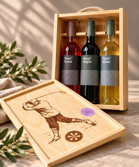 3er Wein-Holzkiste „Golf“ – Geschenkbox für 3 Flaschen